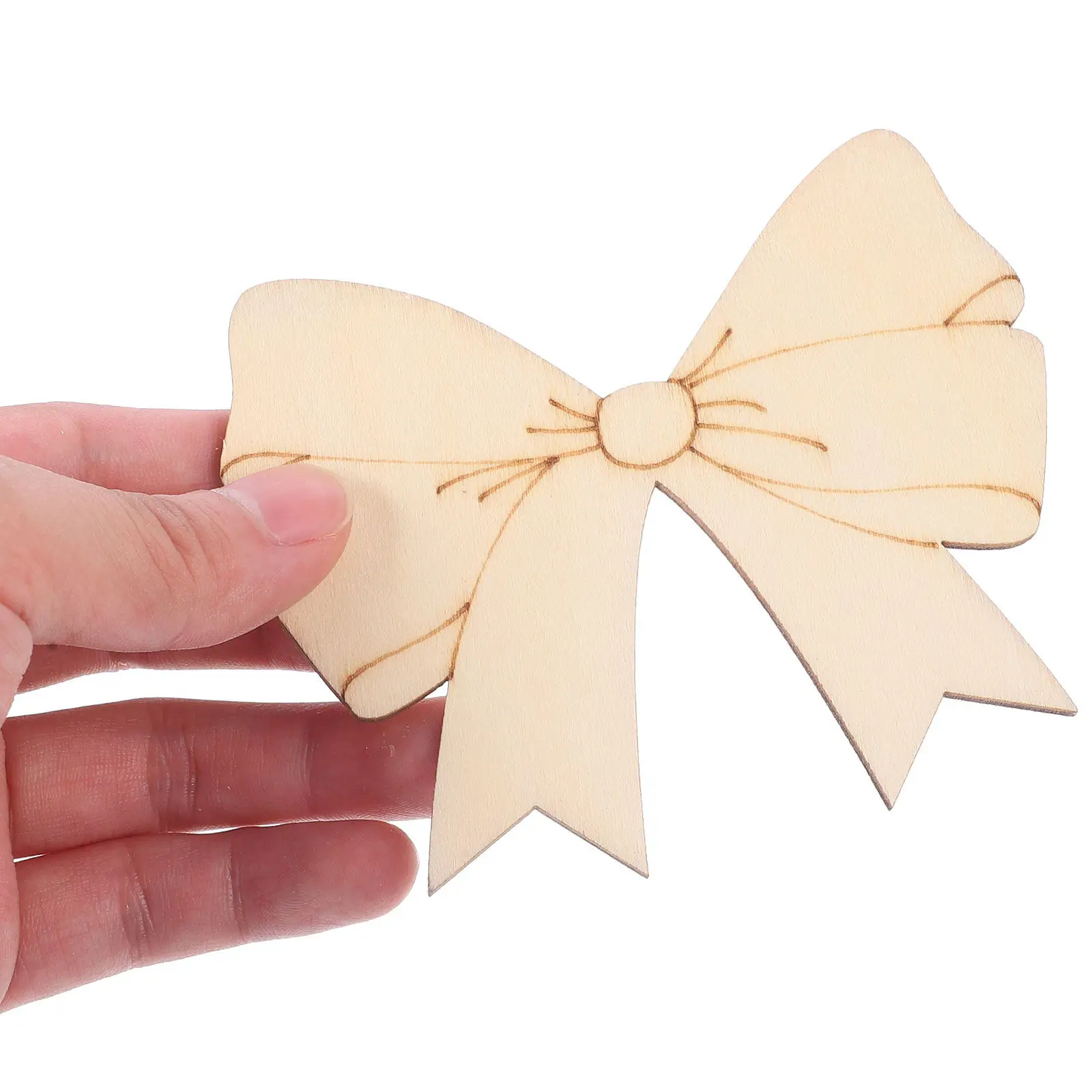 

10Pcs Blank Wood Bowknot Slices Natural Unfinished Crafting Supplies for DIY Painting Carving Home Wedding Decorations