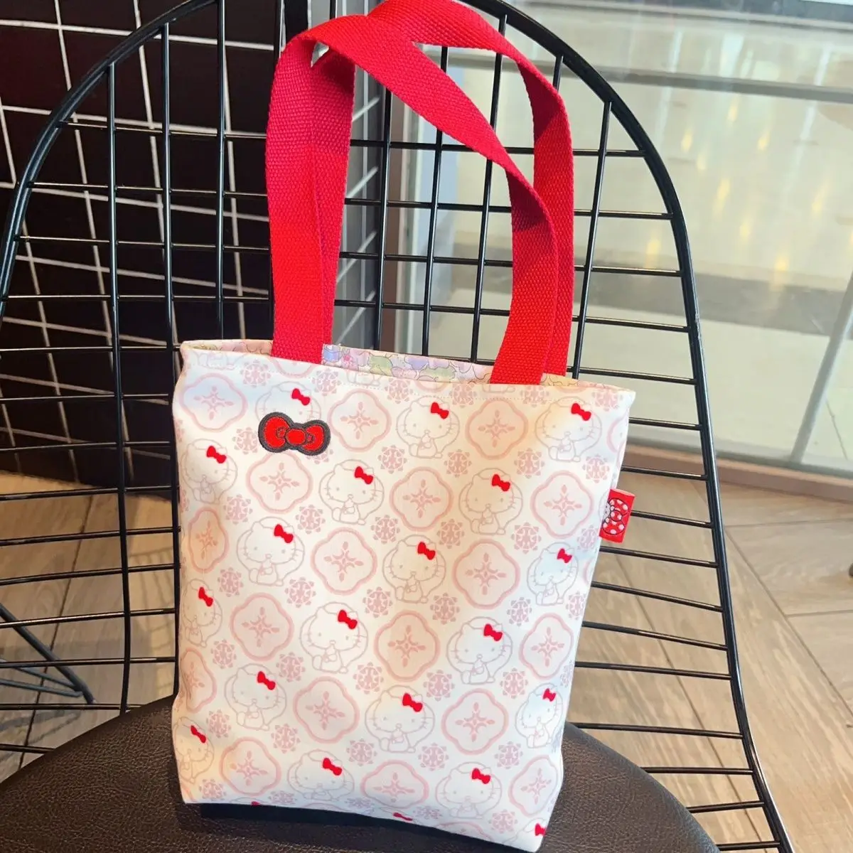 Hello kitty Shoulder Bag Girls Heart Cotton Printed Embroidered Bow Handmade Portable Shoulder Bag Women's Handbag For Girls