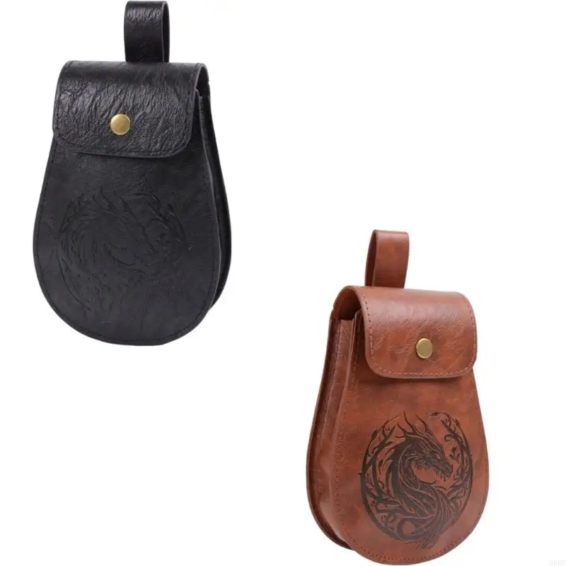 

39BC Ancient Medieval Waist Coin Purse PU Waist Belt Bag For Travel Outdoor Essential Storage Bag Cosplay Costume Accessory