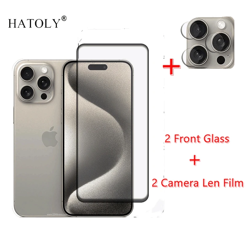 

For Apple iPhone 15 Pro Max Tempered Glass Full Glue Cover Glass For iPhone 15 14 Pro HD Screen Protector Camera lens Film Glass