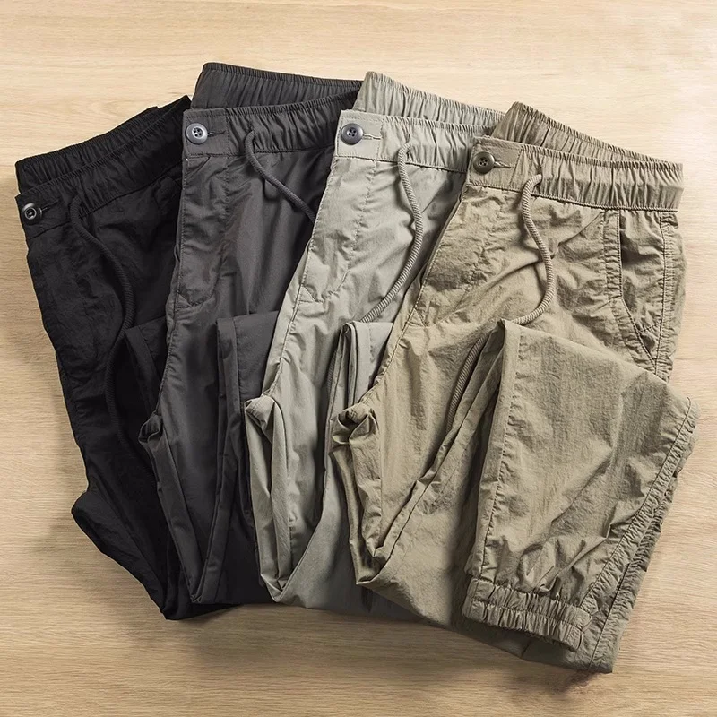 

Men's Summer Quick Dry Casual Pants Fashion Outdoor Jogger Pants Korea Style Solid Color Sports Pants