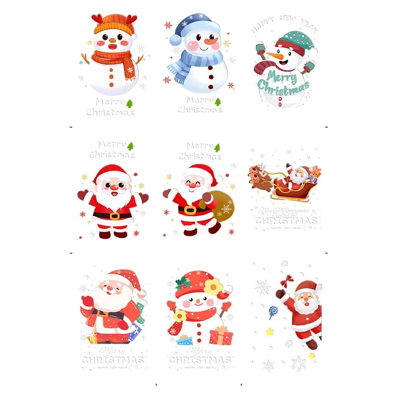 

New Christmas Santa Claus Static Cling Stickers - Window/Glass Door Decor, Festive Christmas Scene Decoration