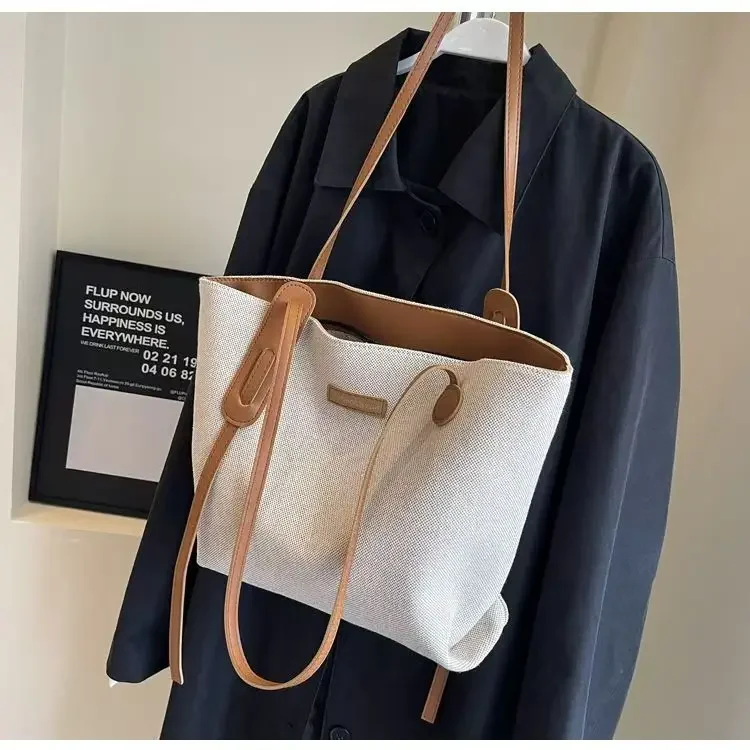 2024 New Korean Version Big Capacity Underarm Package Women Commuting Tote Versatile Single Shoulder Bag Portable Canvas Bags