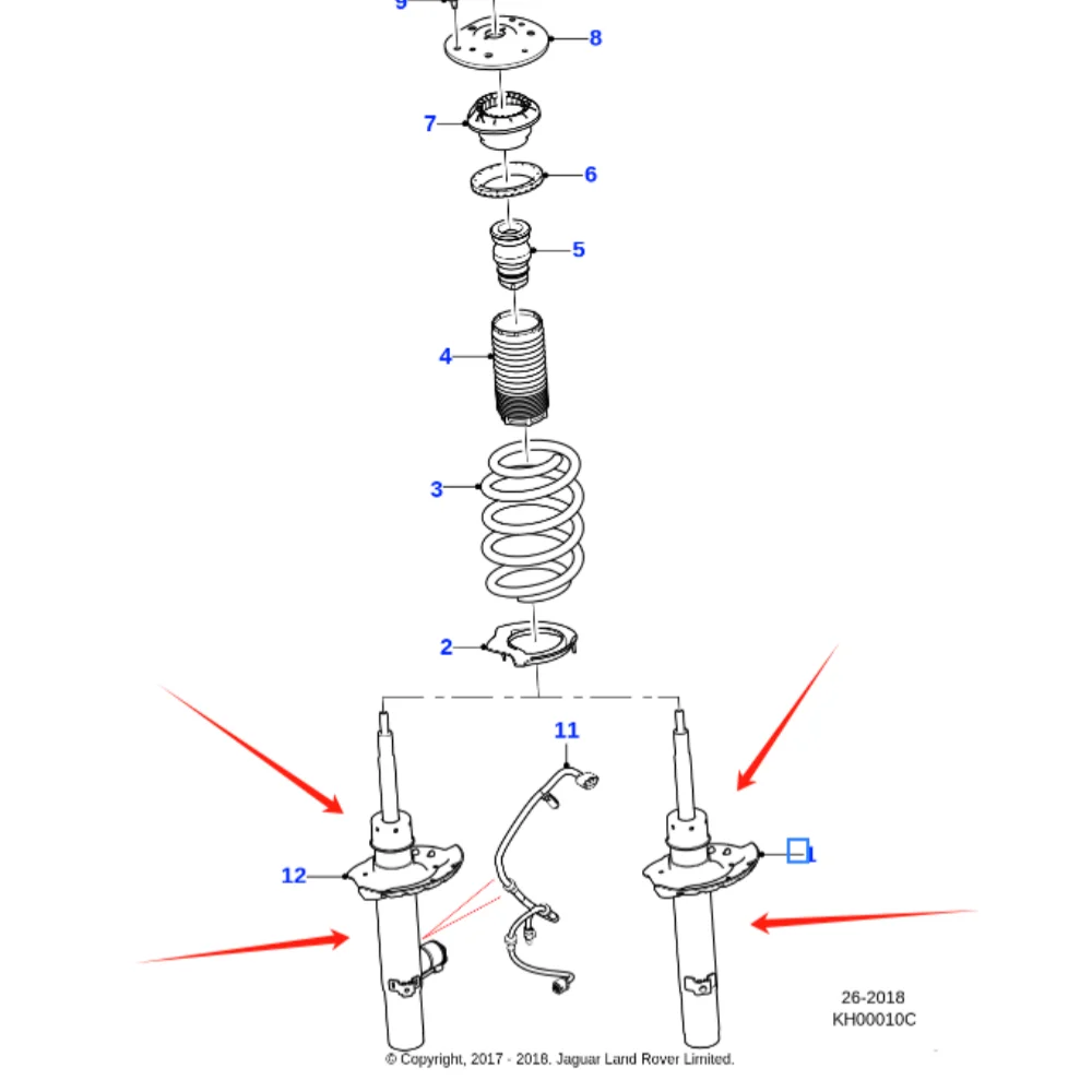 Suitable for Jaguar F-PACE 2016 XJ X761X300 front shock absorber J9C13910 J9C13909