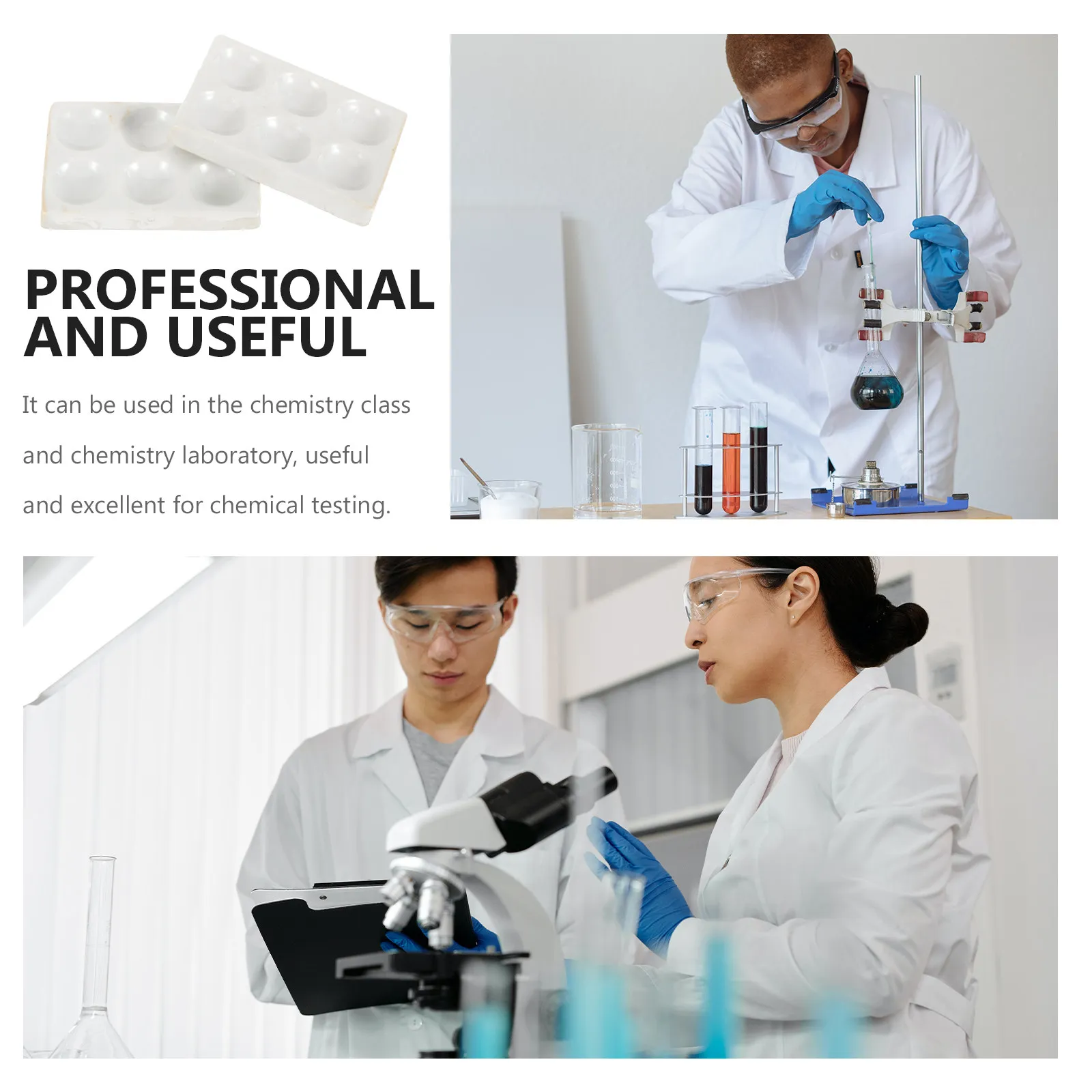 5Pcs Porcelain Ceramic Spot Reaction Plate 6 Wells Sturdy Lab Grade Chemical Testing Spot Plate for Scientific Experiment Use