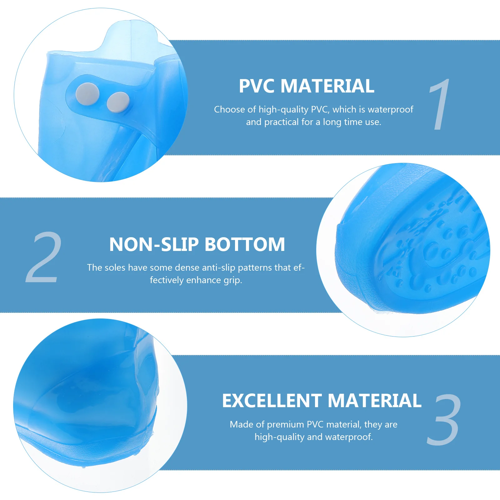 1Pair Non-Slip Shoe Covers Waterproof Thickened PVC Protectors for Outdoor Rain Snow Button Design Anti-Skid Sole Lightweight