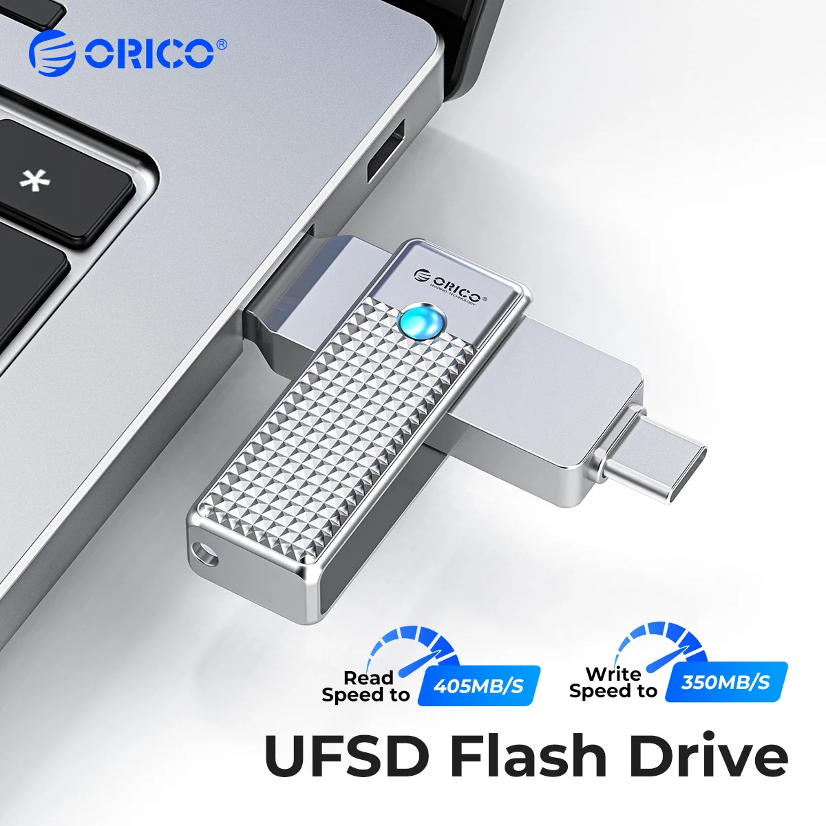 ORICO UFSD 405 MB/S Haute Vitesse Type C USB A Double Interfaces Stylo Lecteur 2 en 1 Double Lecteur Flash pour MacBook Android Smartphone PC