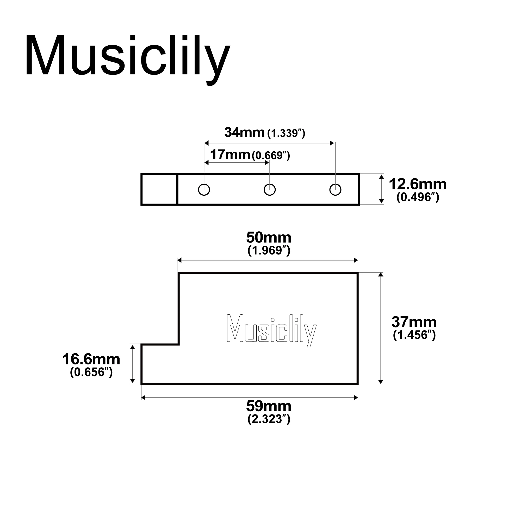 Musiclily Ultra Full Solid Brass L Shaped Tremolo Block for Electric Guitar Floyd Rose Locking Tremolo Bridge