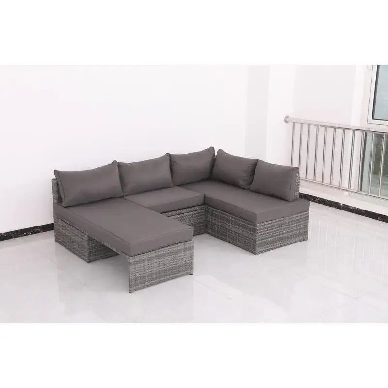 طقم أريكة فناء خارجي مع وسائد للحديقة أو سطح السفينة أو الشرفة