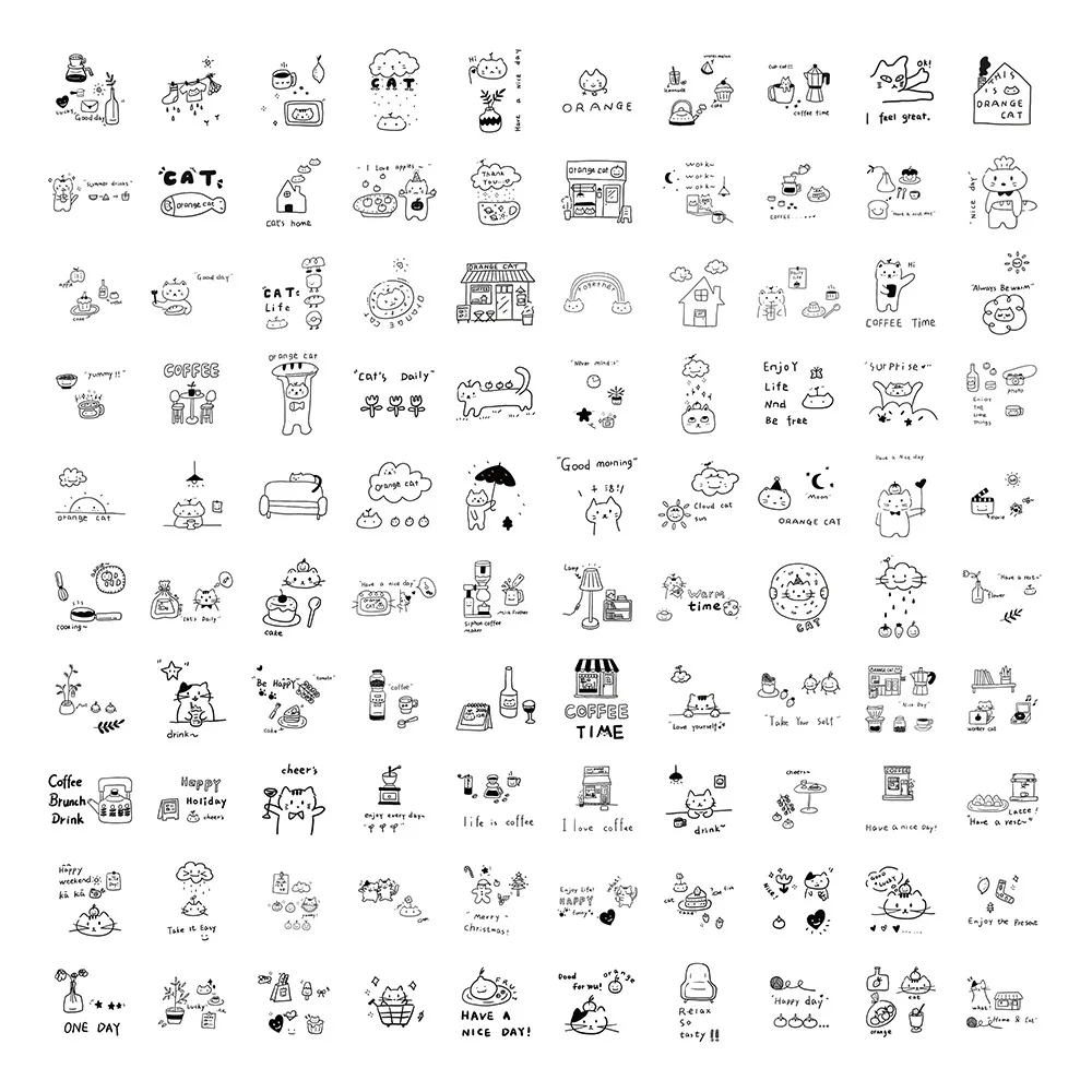 10/30/50/100PCS Cartoon Cute Orange Cat Doodle Stickers Creative Waterproof Decals Decorative Mobile Phone Case Water Cup