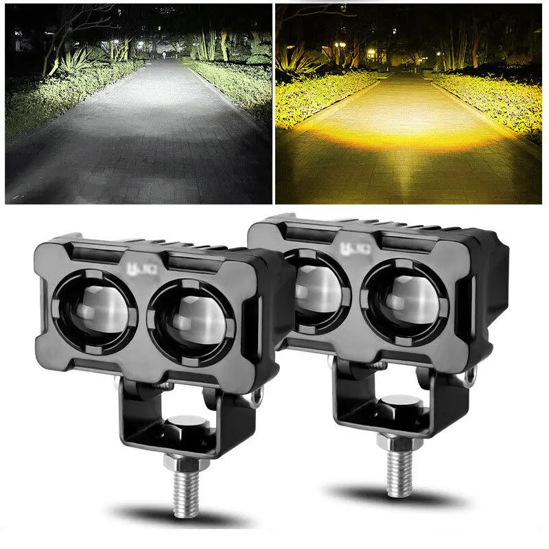 2PCS Car Motorcycle Auto Spotlight 8-80V 36W 3000K 6000K 8000LM Small Double-eye Steel Light LED Headlight Car Accessories