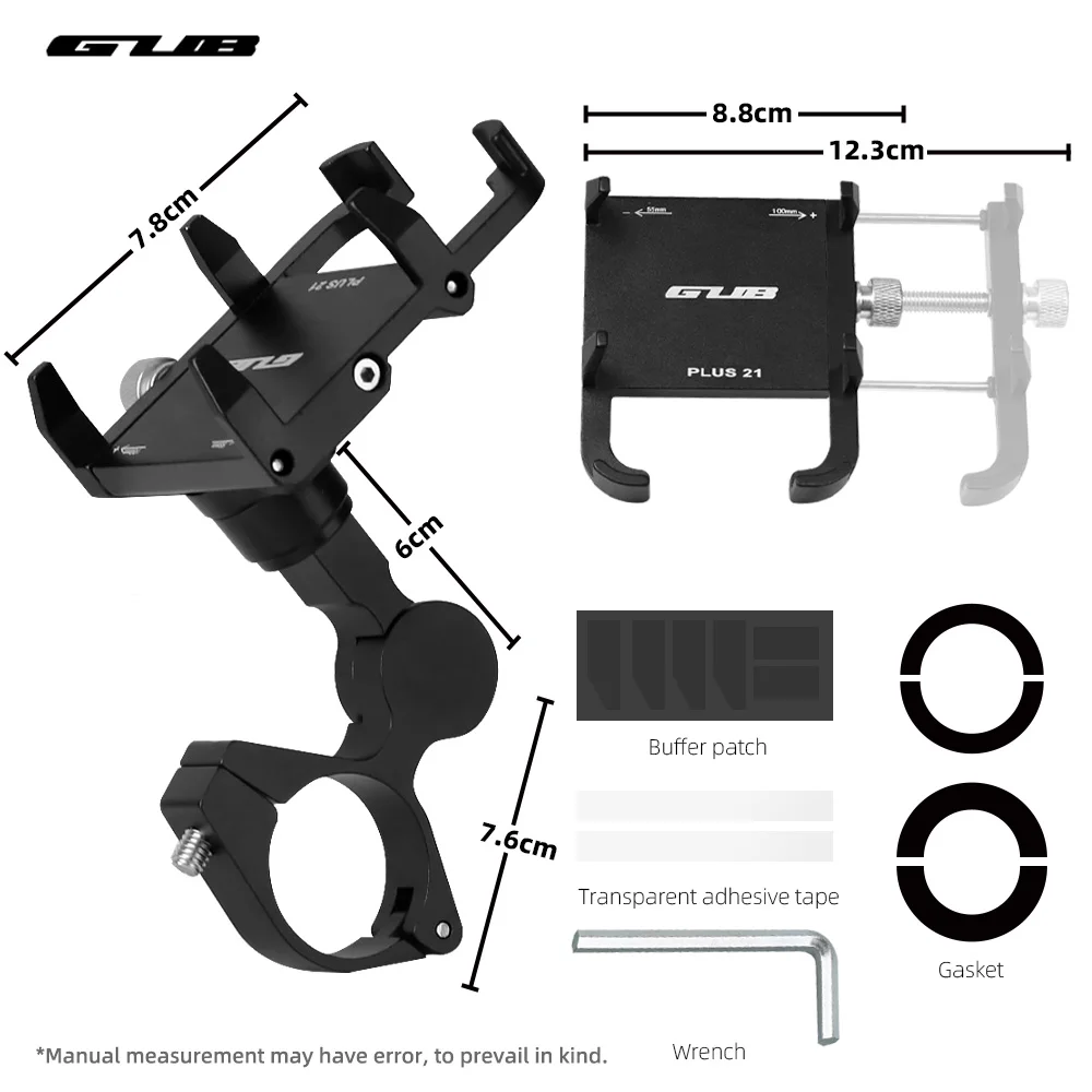 GUB PLUS 21 Motorcycle Bike Phone Holder Aluminum Alloy Cell Phone Holder Bracket Rotatable Adjustable Anti-slip Cycling Parts