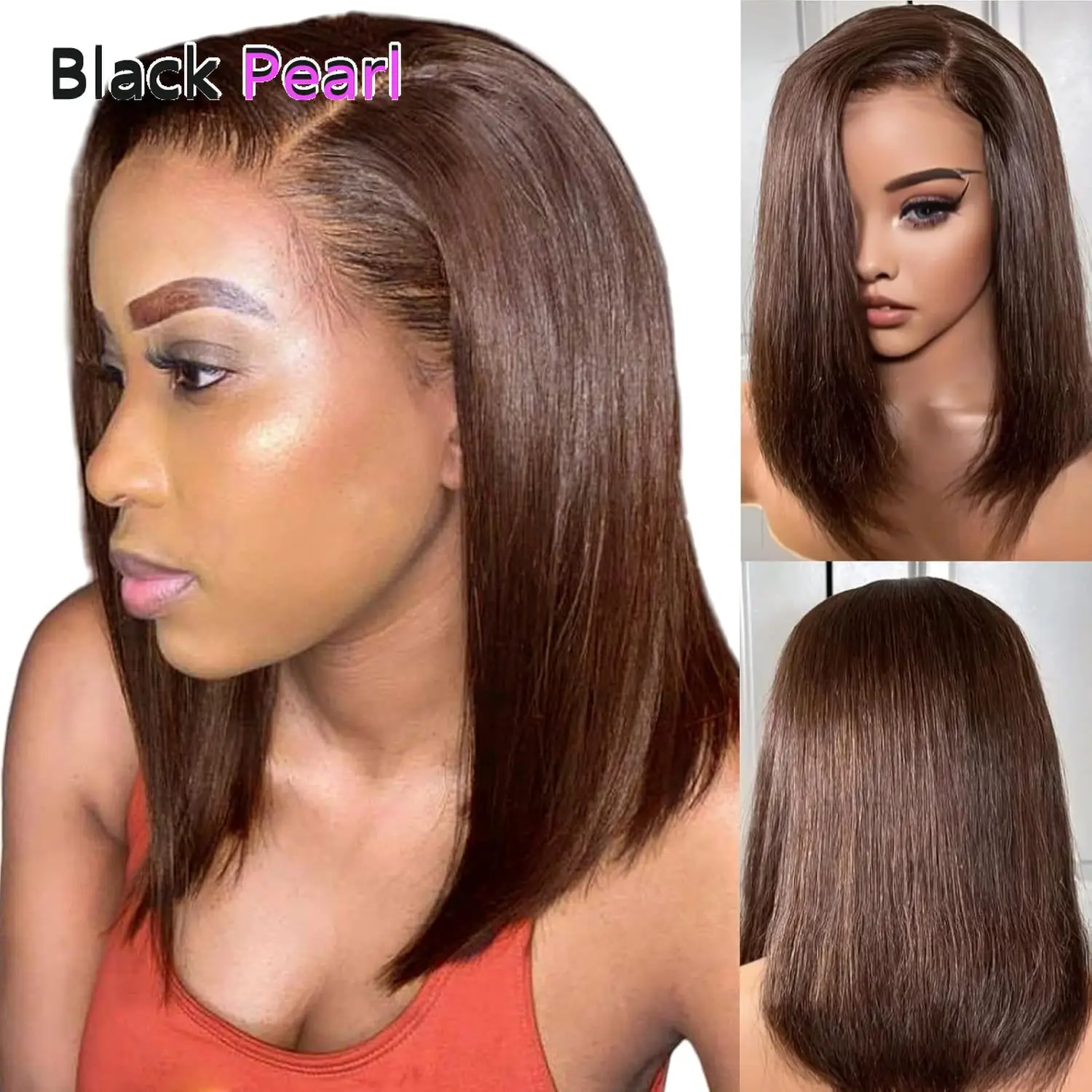 

15A Glueless Mono Net Short Bob Wig Dark Brown #33 Color Natural Parting Unprocessed Virgin Hair Wigs Lace Front Hair Wig