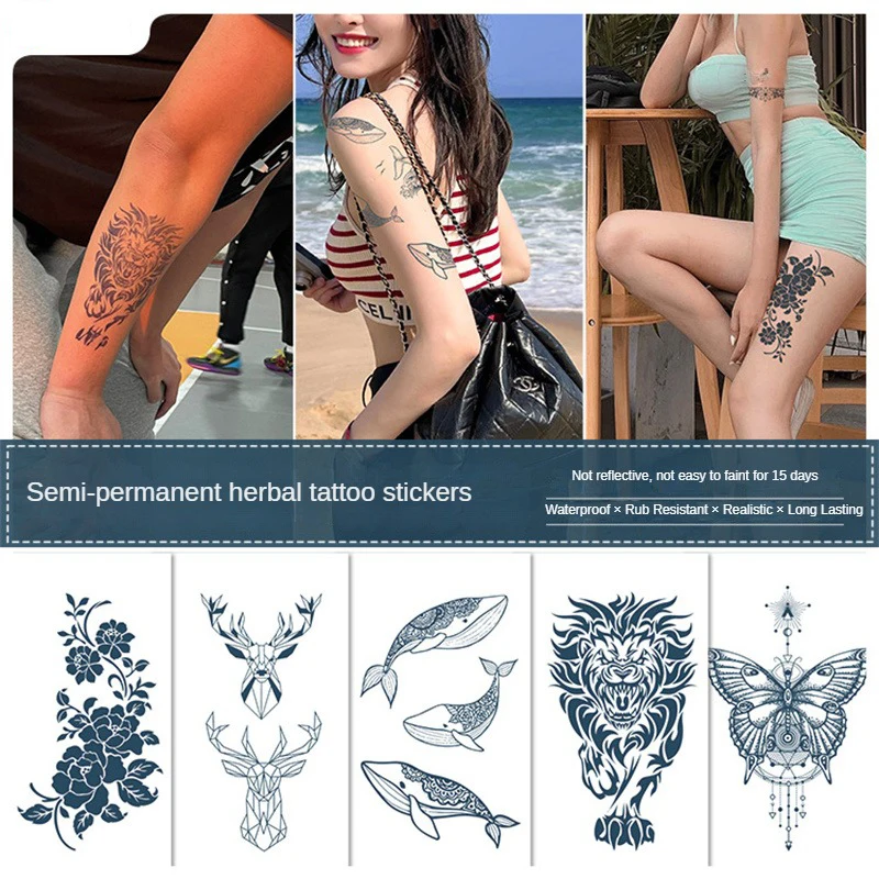 Tattoo Sticker Peony Lotus Fish Dragon 3d Rose Anime Rich Styles Water Proofing Flower Pattern Design Easy To Clean False Tattoo