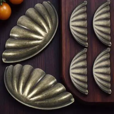 6pcs Vintage Bronze Pull Handles Semi-Circular Zinc Alloy Cabinet Knobs For Furniture Kitchen Cupboard Dresser Drawer Door
