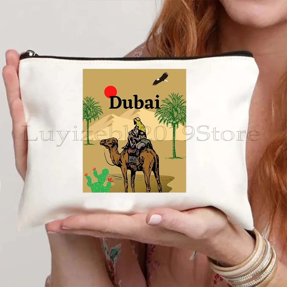 UAE National Day United Arab Emirates Emirati Flag Travel Map Heart Sheikh Zayed Cosmetic Makeup Bag Pencil Case Zipper Pouch