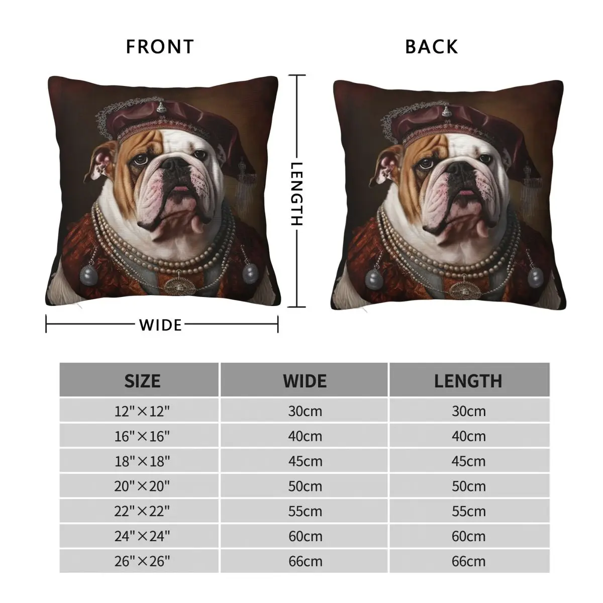 English Bulldog Fancy Clothes Square Pillowcase Polyester Linen Velvet Printed Zip Decorative Room Cushion Cover 18