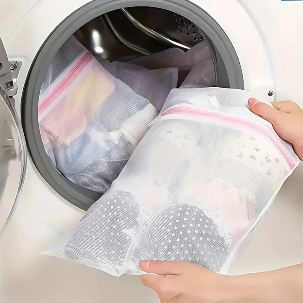 1/2 PCS Laundry Bag Set Thick Mesh Polyester Zipper Protective Storage for Clothes Travel Shirts Bras Socks Underwearwashing Bag