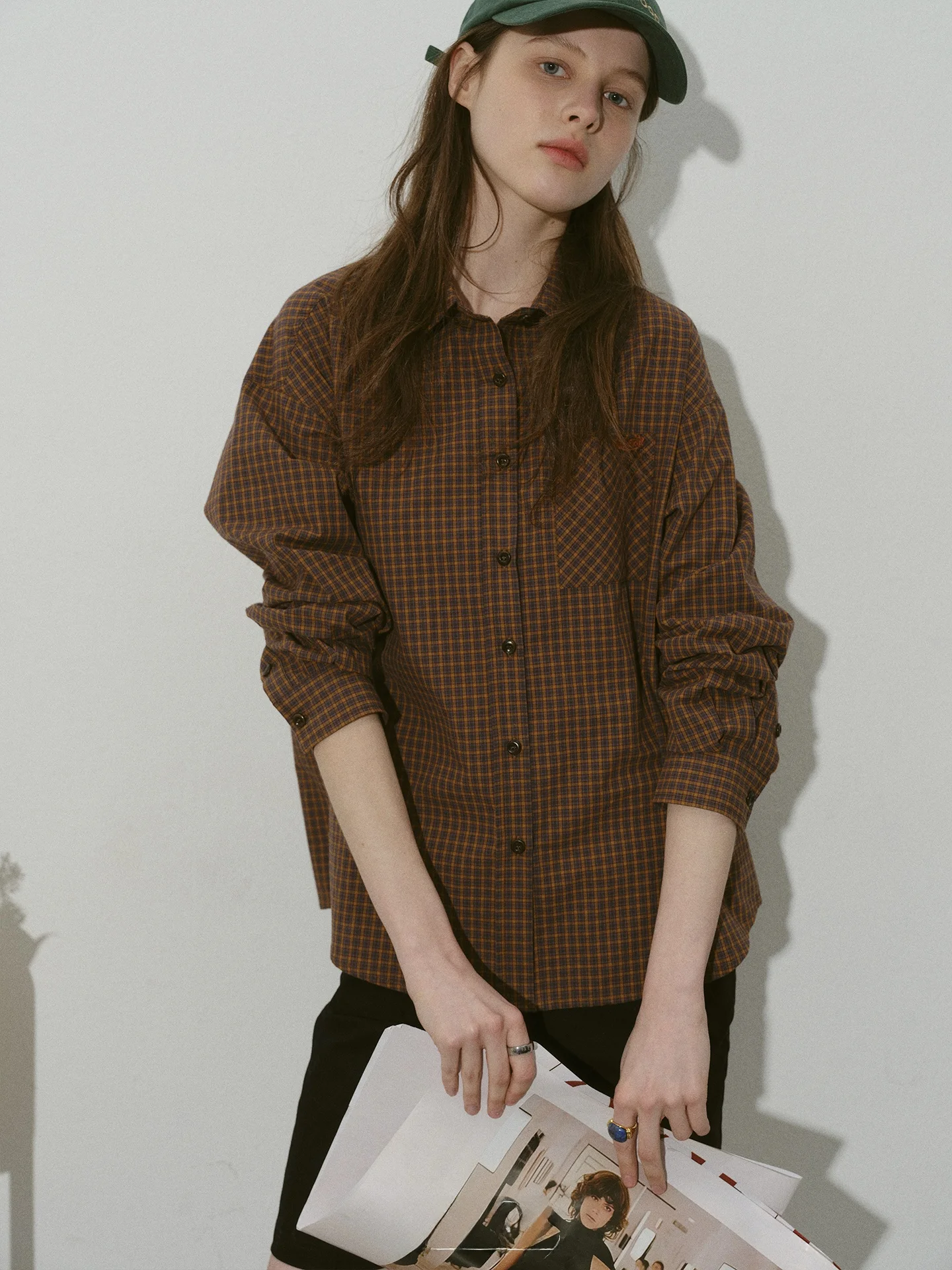 

Relez Casual Cotton Plaid Long Sleeve Women's Shirt Vintage Loose Fashion Spring Versatile Top Breathable Comfortable