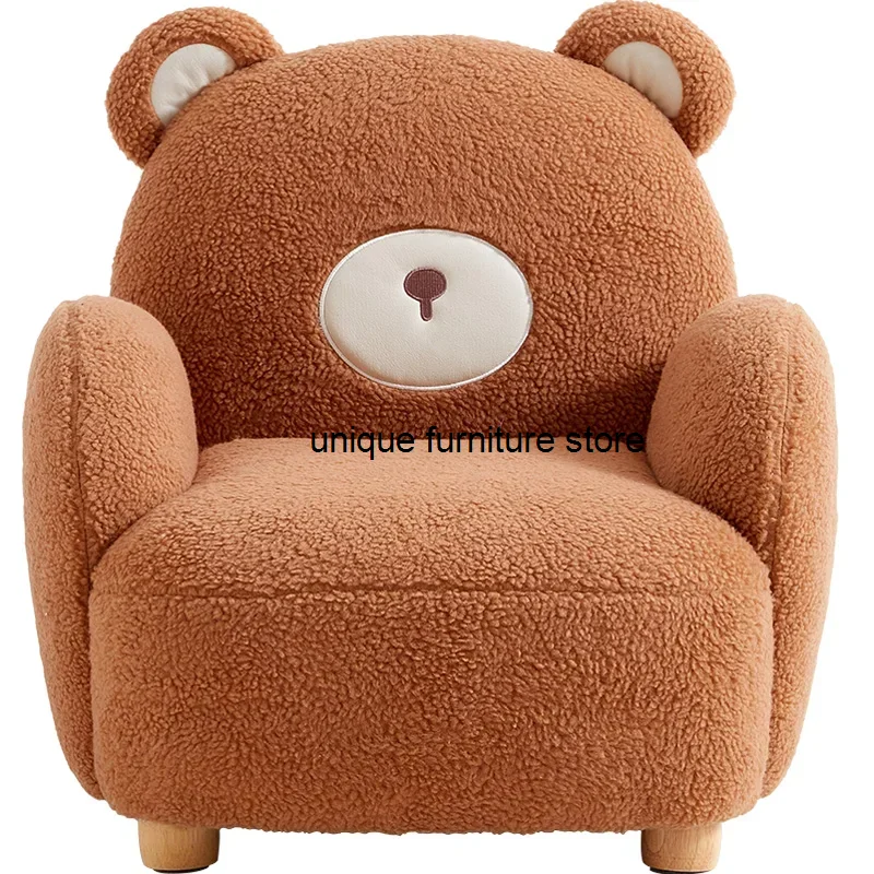 

New Cartoon Cute Bear Sofa Home Living Room Solid Wood Footrest Lazy Sofa Children's Single Chair Home Children's Room Sofa Gift