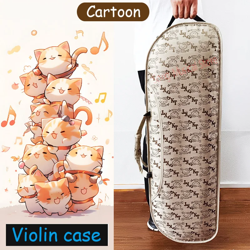 4/4 3/4 cartoon cat portable violin foam box arc box half month violin arc box with hygrometer violin accessories