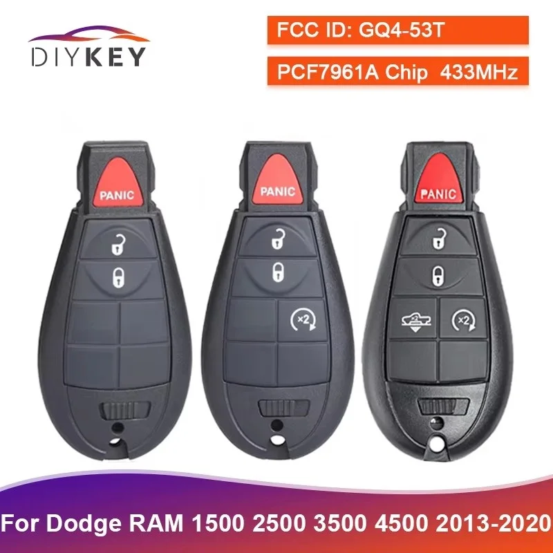 DIYKEY Original GQ4-53T For Dodge RAM 1500 2500 3500 4500 2013 2014 2015 2016 433MHz PCF7961A ID46 Chip Remote Key Fobik