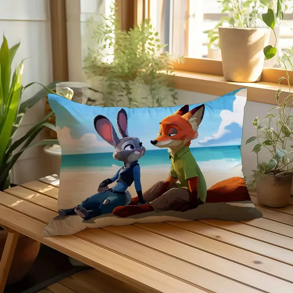 漫画 Z-Zootopia 2 ジュディ & ニック プリント長方形枕カバーソファクッションカバーホームベッドルームルーム装飾枕カバーギフト