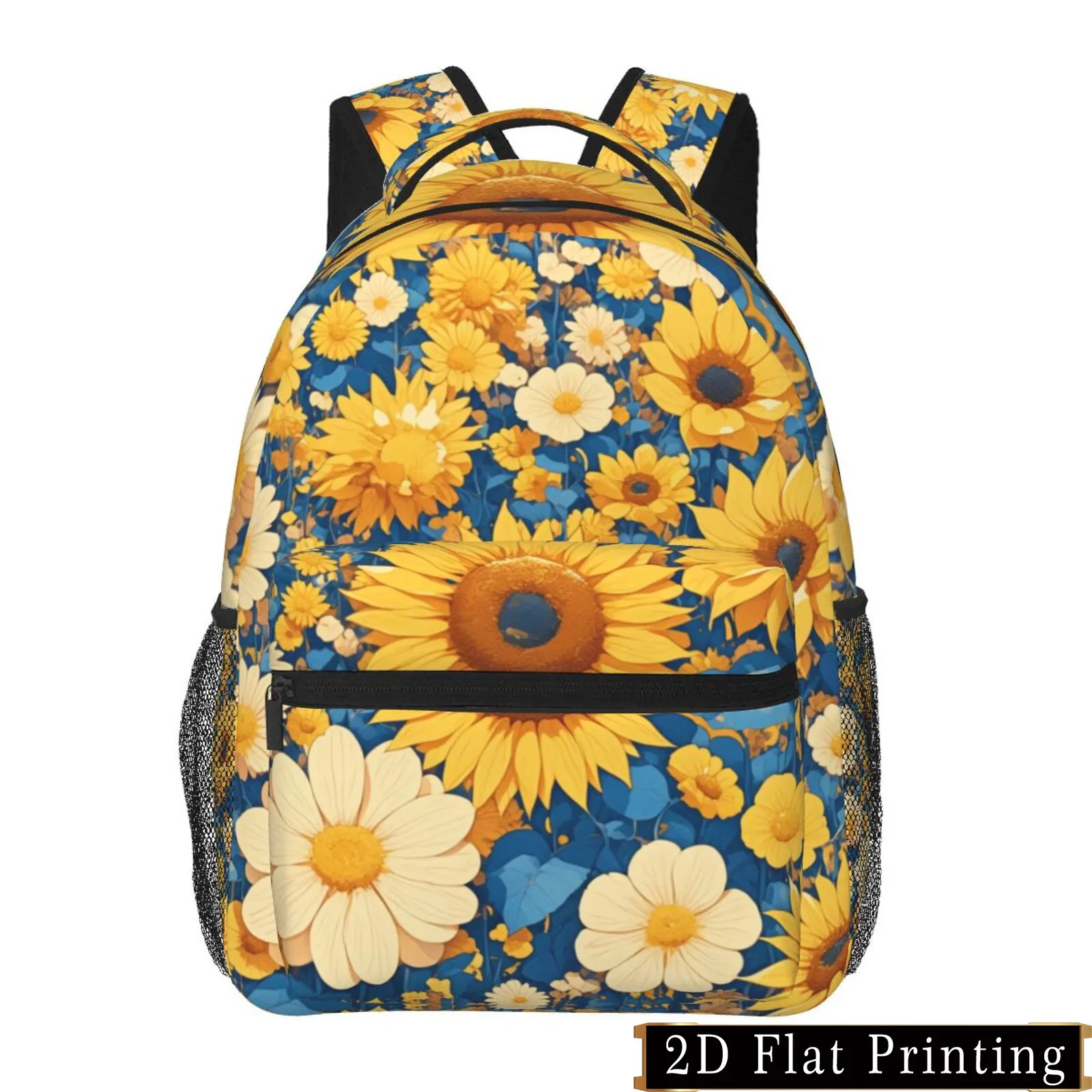 Summer Chrysanthemum Print Pattern Shoulder Strap Back and Waist Protection Design Backpack Fashionable iPad Laptop