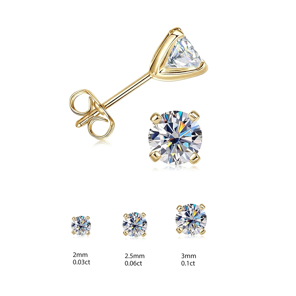 Aide S925 Sterling Silver Moissanite Stud Earrings Multi-Size Piercing Jewelry for Nose Cartilage Tragus & Lobe Women Daily Wear view 3