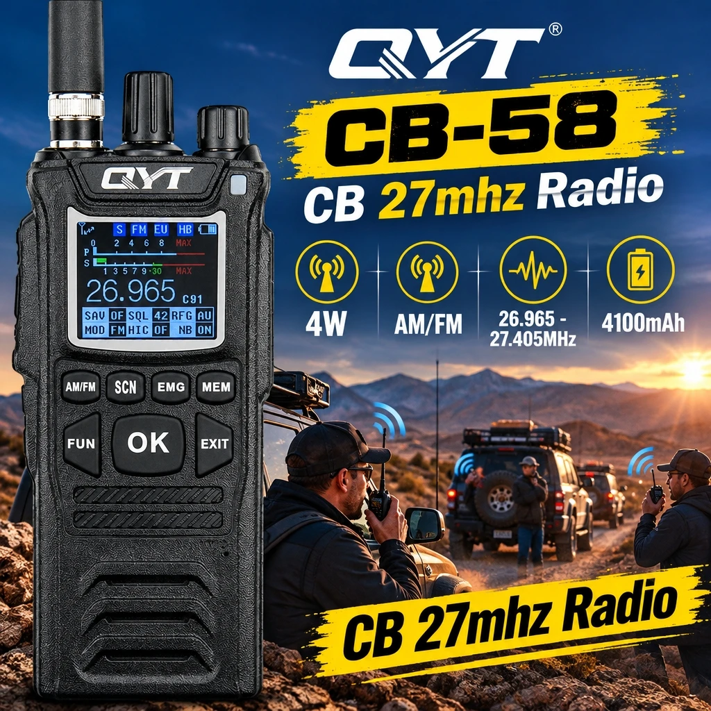 QYT CB-58 27MHz CB Radio AM FM Dual Mode Portable Two Way Radio 4100mAh Lithium Battery Handheld Communication Device For Outdoo
