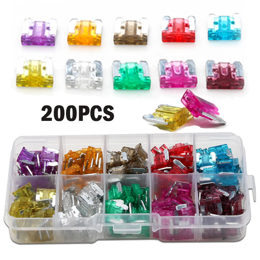 

200PCS Automobile Car Security Fuse Blade Standard Auto Car Blade Fuse Assortment Kit Using For Mini-sized Car