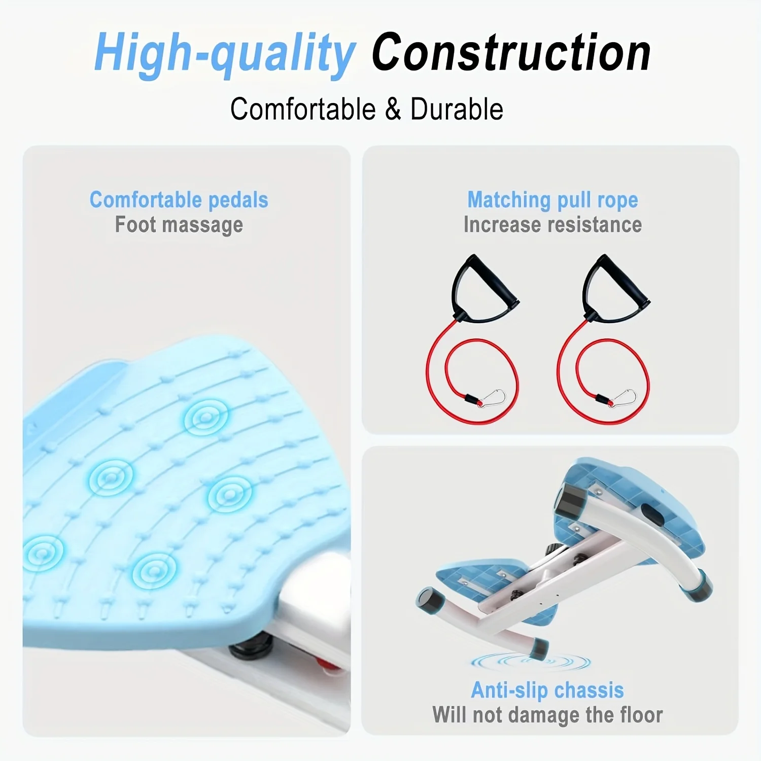 لوحة خصر ملتوية، آلة تويستر خصر مقاس 20.87 بوصة مع حبال 2 × 30 بوصة، سعة 300 رطل للياقة البدنية للرجال والنساء