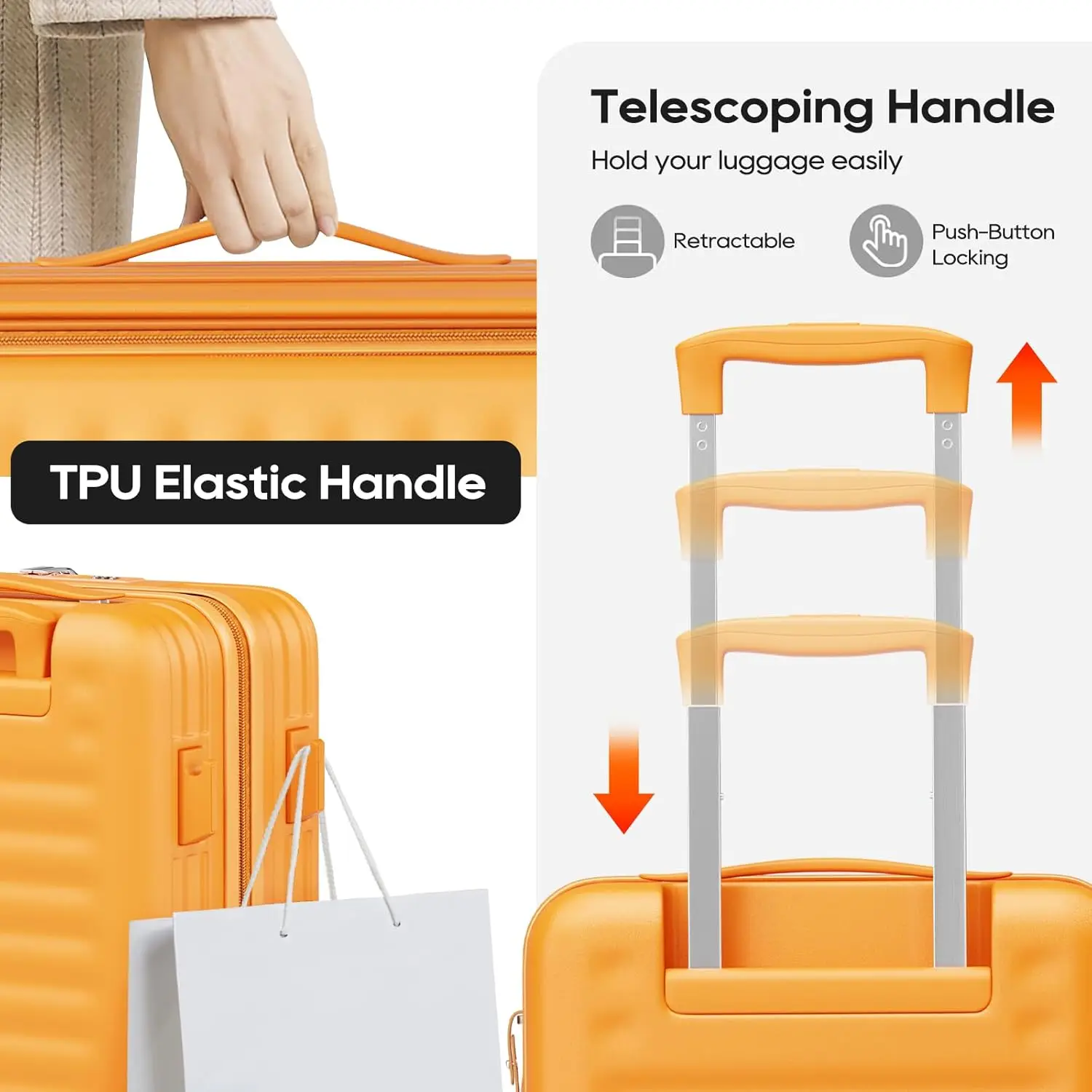 مجموعة أمتعة سفر Joyway مكونة من 5 قطع، مع جيب أمامي وحقيبة متينة من البولي كربونات وحقيبة من القماش الخشن وحقيبة أدوات الزينة وقفل TSA #6