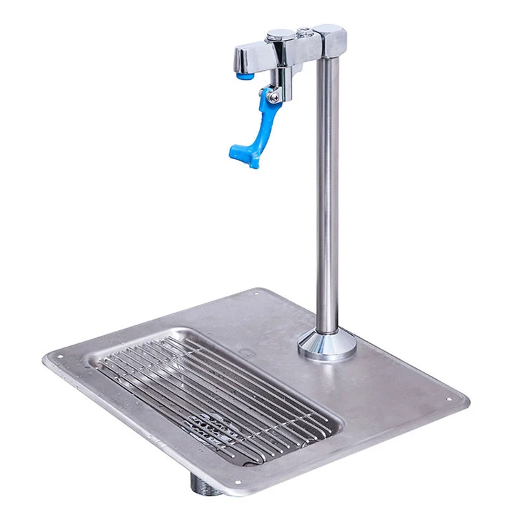 Deck Mount Push Back Actuation Arm Beer Faucets With Stainless Steel Drip Pan, Drop-In Grid And Drain