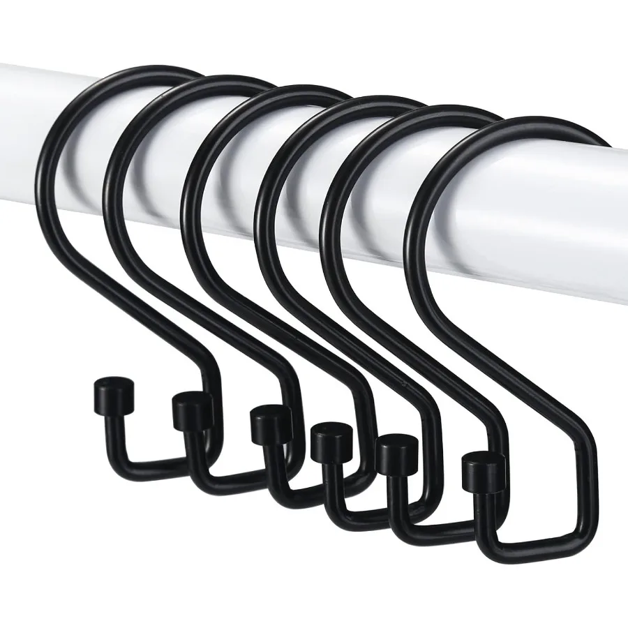 

Крючки для занавесок для душа, 12 шт., S-образные кольца для занавесок для душа, черные кольца для занавесок для душа, многофункциональные крючки для душа для шоу