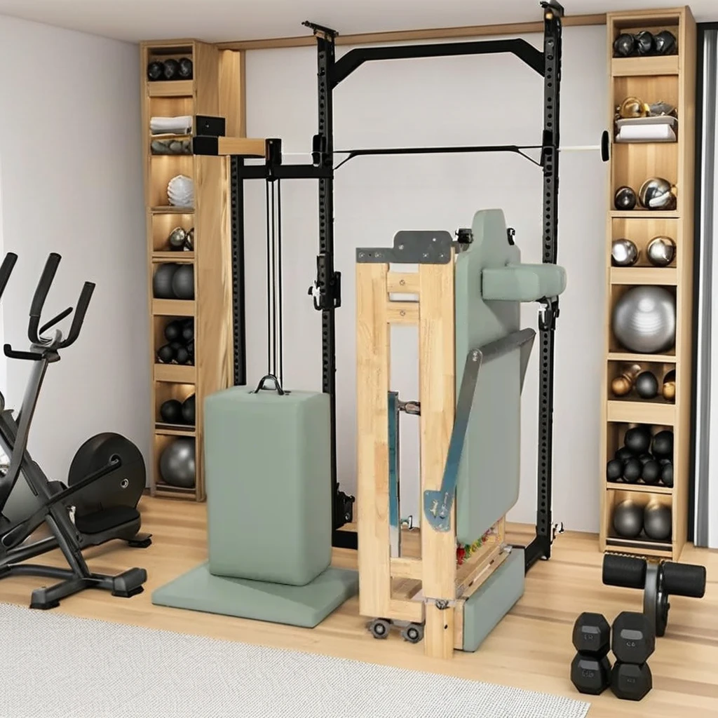 Durable Portable Foldable Pilates Reformer Adjustable Oak Training Machine for Pilates Studio Use