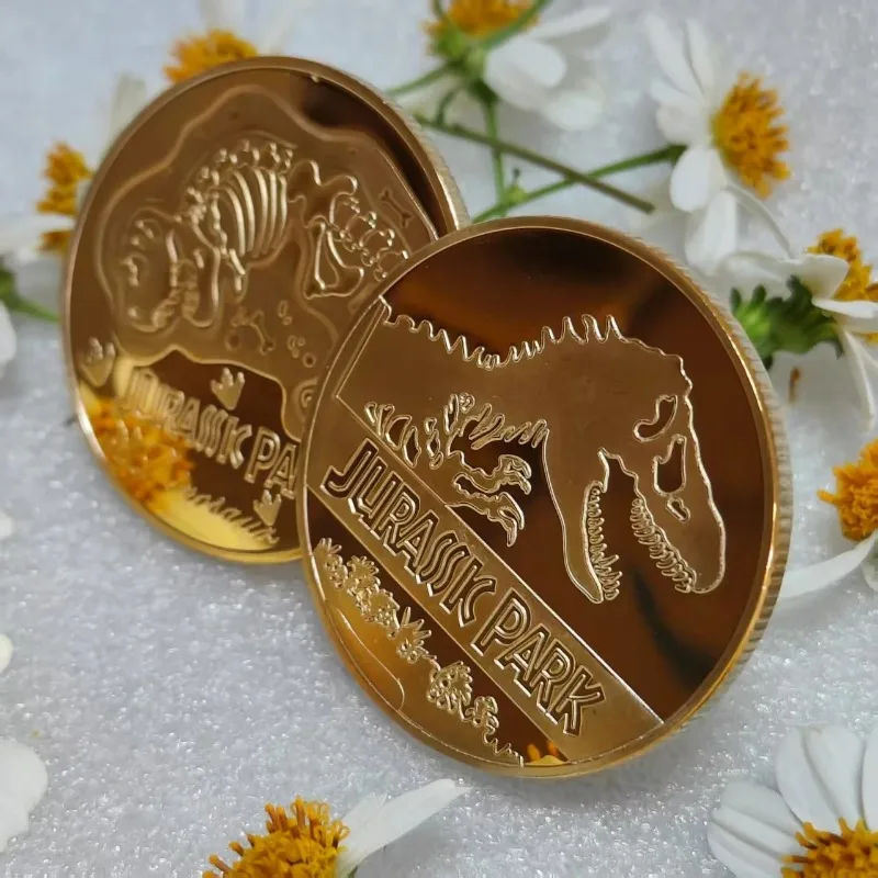 Jurassic Park Dinosaur Gold Coin Collectible Challenge Coin United States Fossil Movie Souvenir Home Decor