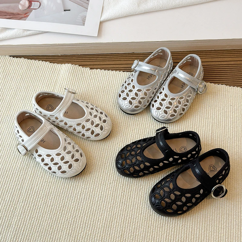 

Детские туфли Мэри Джейн с вырезами, дышащие кожаные туфли с регулируемым ремешком на пряжке, легкие, с мягкой подошвой, для девочек, для свадьбы