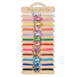 12Pcs/Lot Animal Unicorn Horse Charm Bracelets For Women Kids Handmade Colorful Braided Rope Adjustable Wristband Female Jewelry