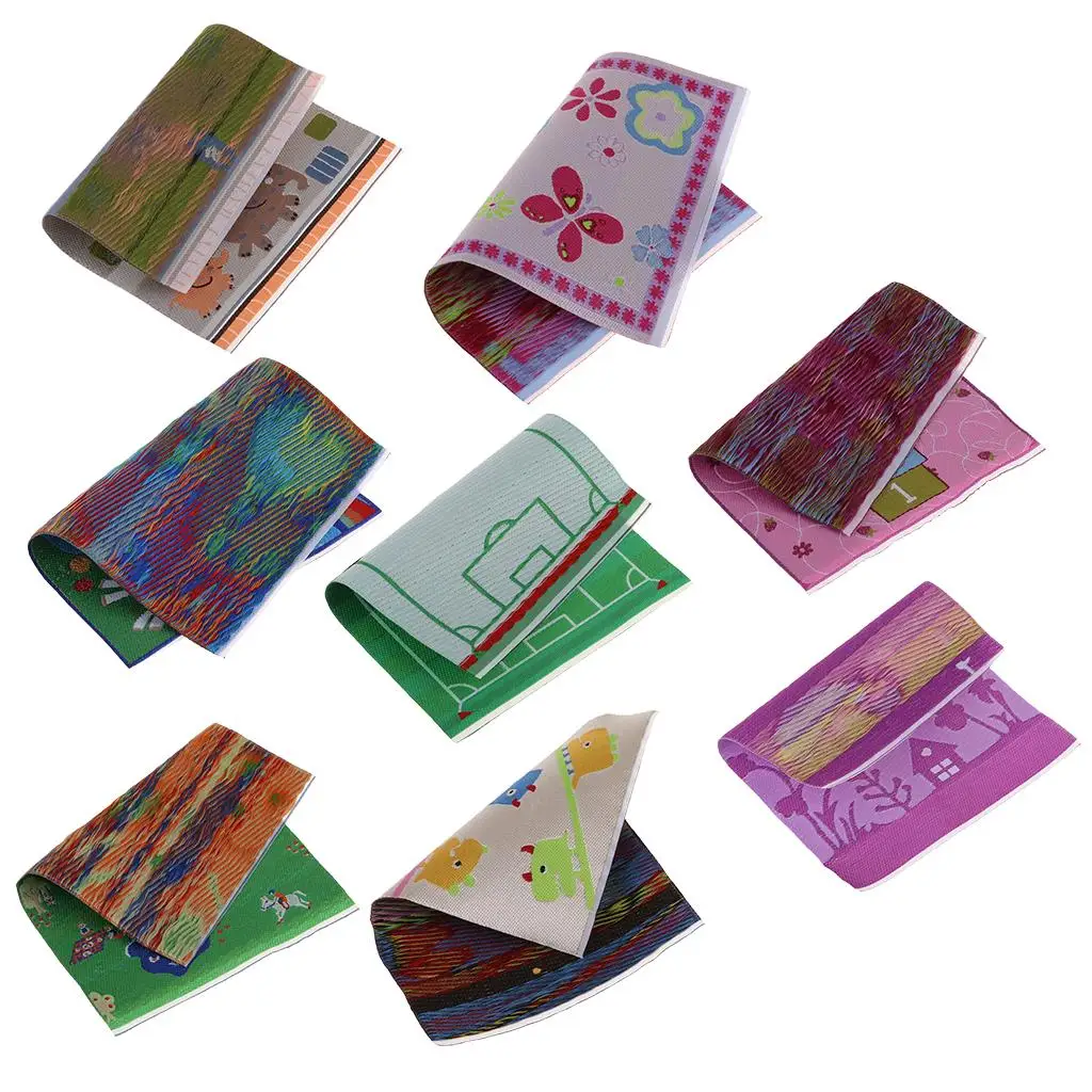 Cartoon Style Animal Print Rug Dollhouse Miniature Carpet Living Room Floor Covering for 1 12 Mini Furniture Set view 4