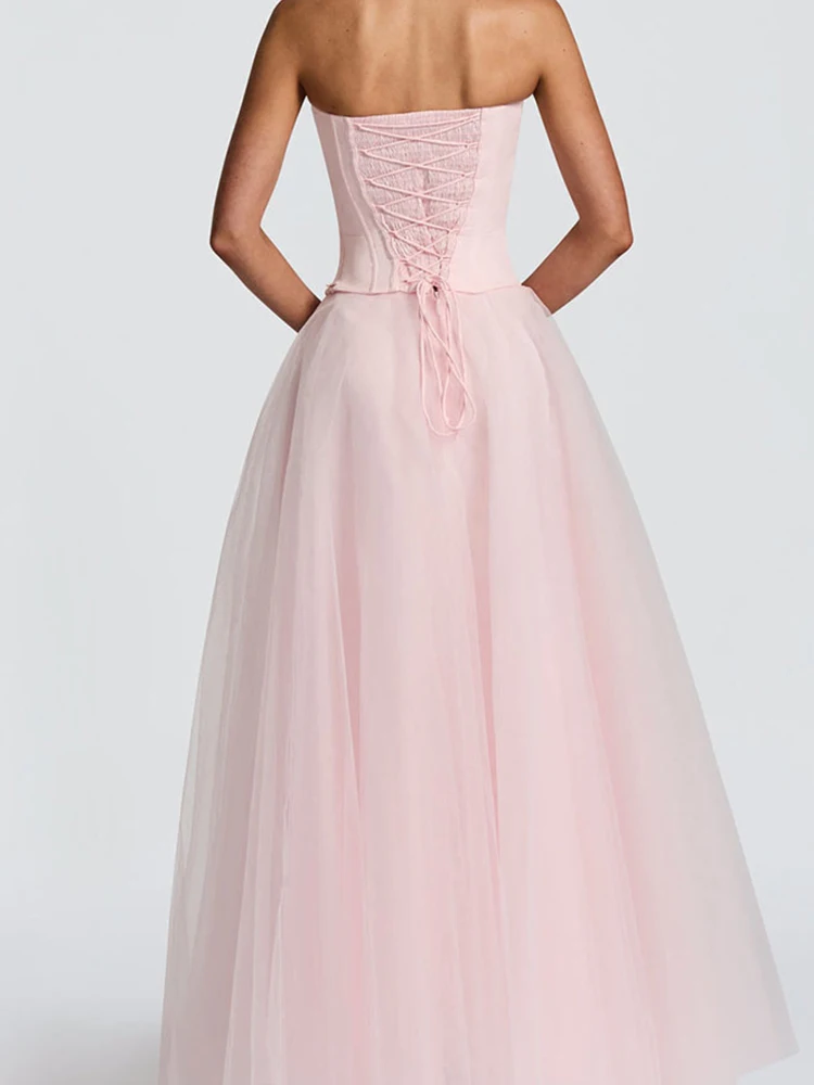 

Сексуальный топ-труба, бандажные тонкие топы и сетчатые юбки, комплект, элегантный женский однотонный комплект из двух предметов для свадебной вечеринки, темпераментный женский наряд