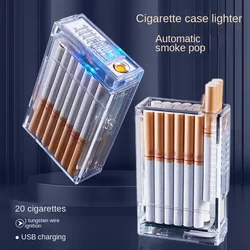 Cigarette Lighter Cigarette Case All-in-one Machine Charging Creative Transparent Automatic Pop-up Cigarette Case Lighter