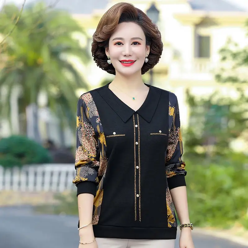 Nuevo jersey empalmado para mujer, cuello redondo, camisa de punto de estilo de fondo de Color sólido a la moda con mangas largas