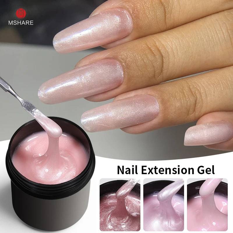 MSAHRE 142g Hard Gel For Nail Extension Pearl Shimmer Builder Constructor Gel Self Leveling Reinforcement Nail Gels Camouflage