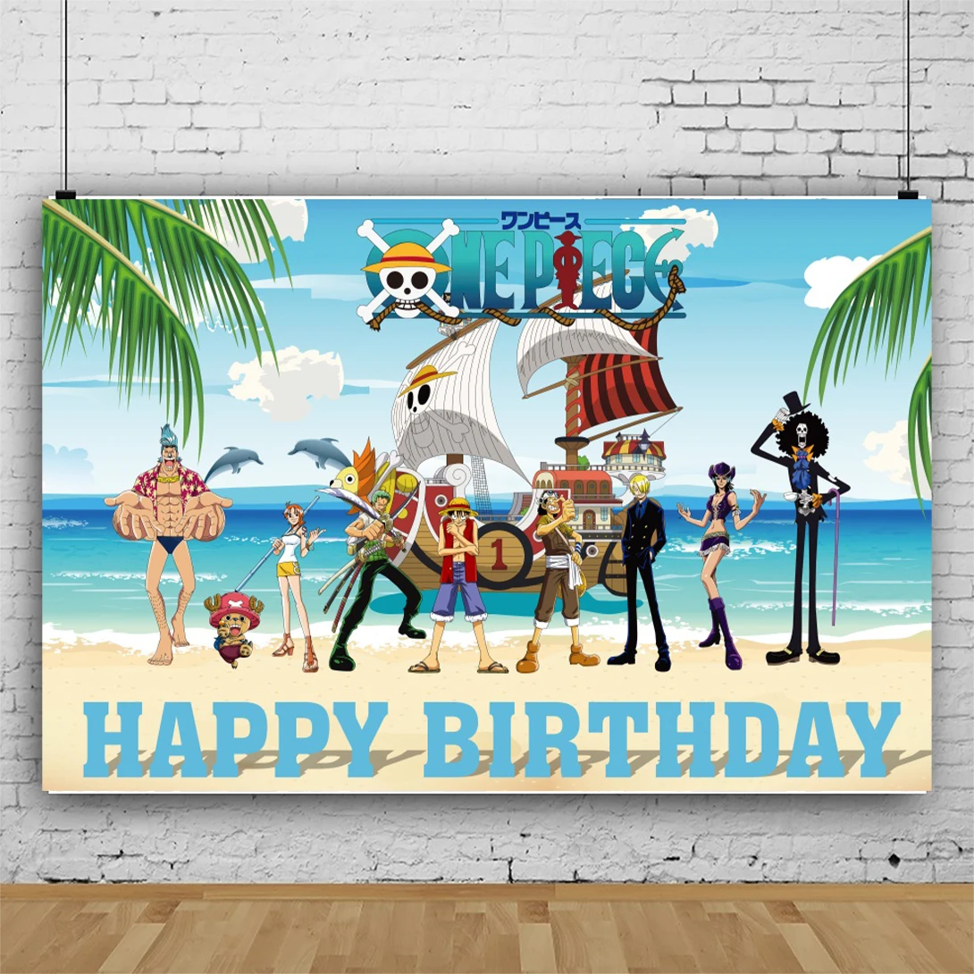 Bandai One Piece Chopper Luffy Birthday Party Supplies Photo Backdrop Boy Baby Shower Props Banner Background For Photography