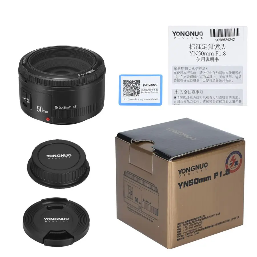 YONGNUO YN50mm F1.8 Large Aperture Auto Focus Camera Lens For Canon EF EOS 70D 5D3 600D Nikon F DSLR Camera