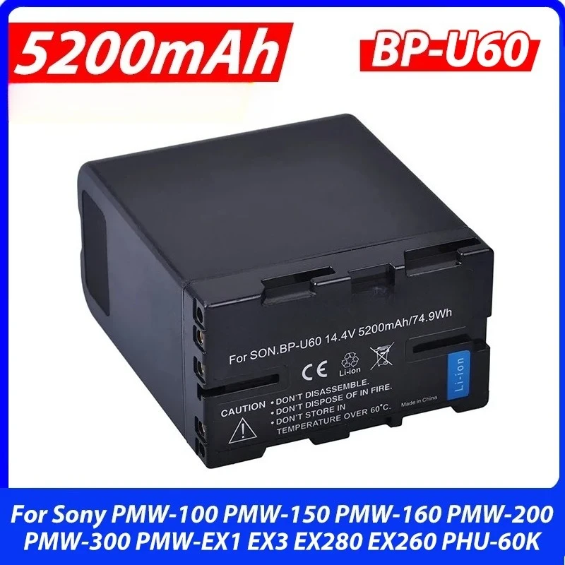 

High Quality 5200mAh BP-U60 BPU60 BP-U90 Battery For Sony PMW-100 PMW-150 PMW-160 PMW-300 EX1 EX280 PHU-60K