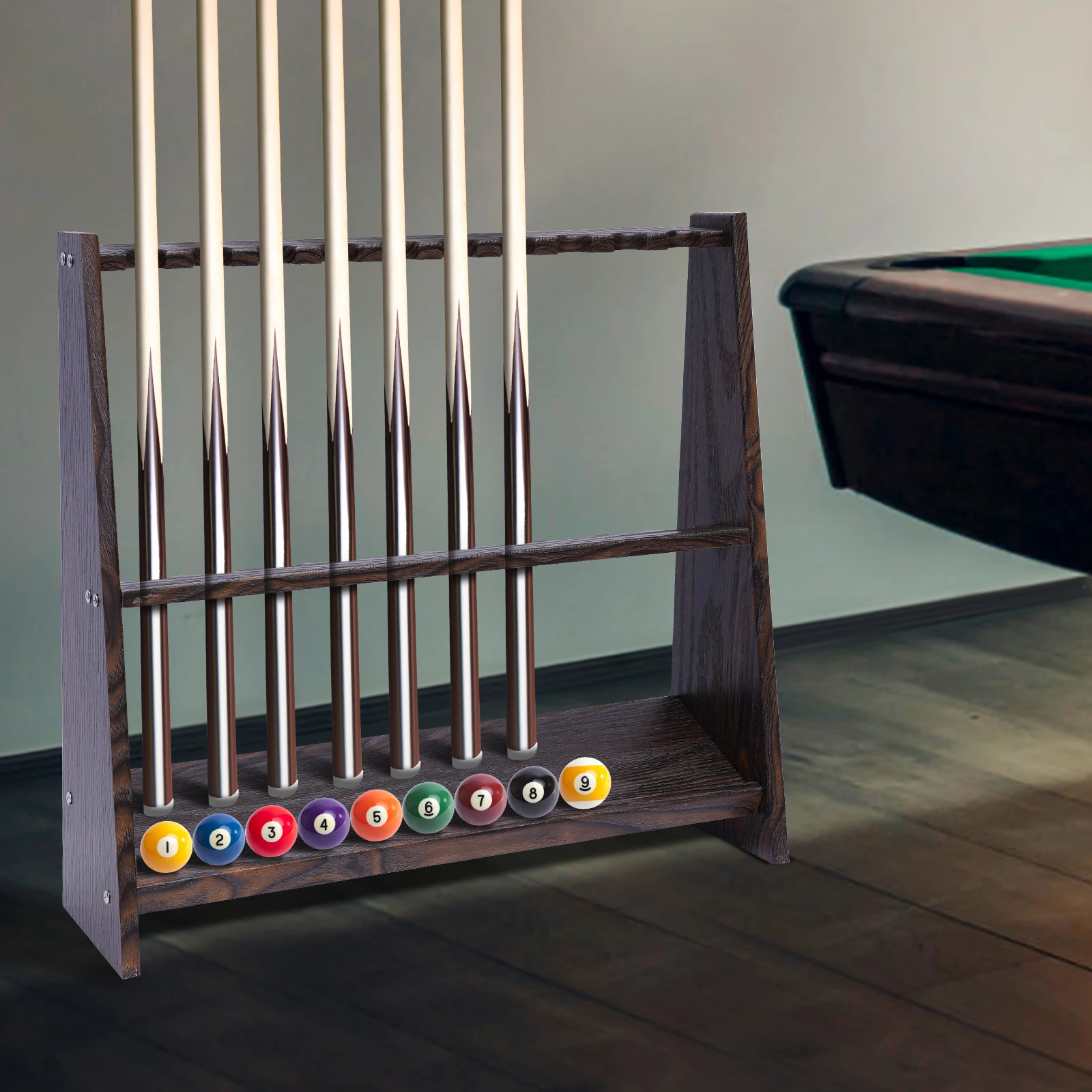 Imagem -03 - Pool Stick Holder Wood Cue Rack para Sala de Bilhar ou Clube Floor Stand 10