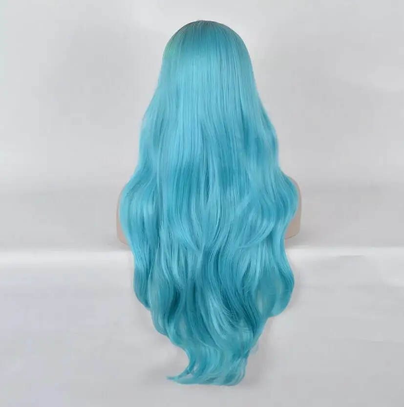 Kylie Jenner Black Green Wig Long Natural Straight Duck Egg Blue Hair Wigs