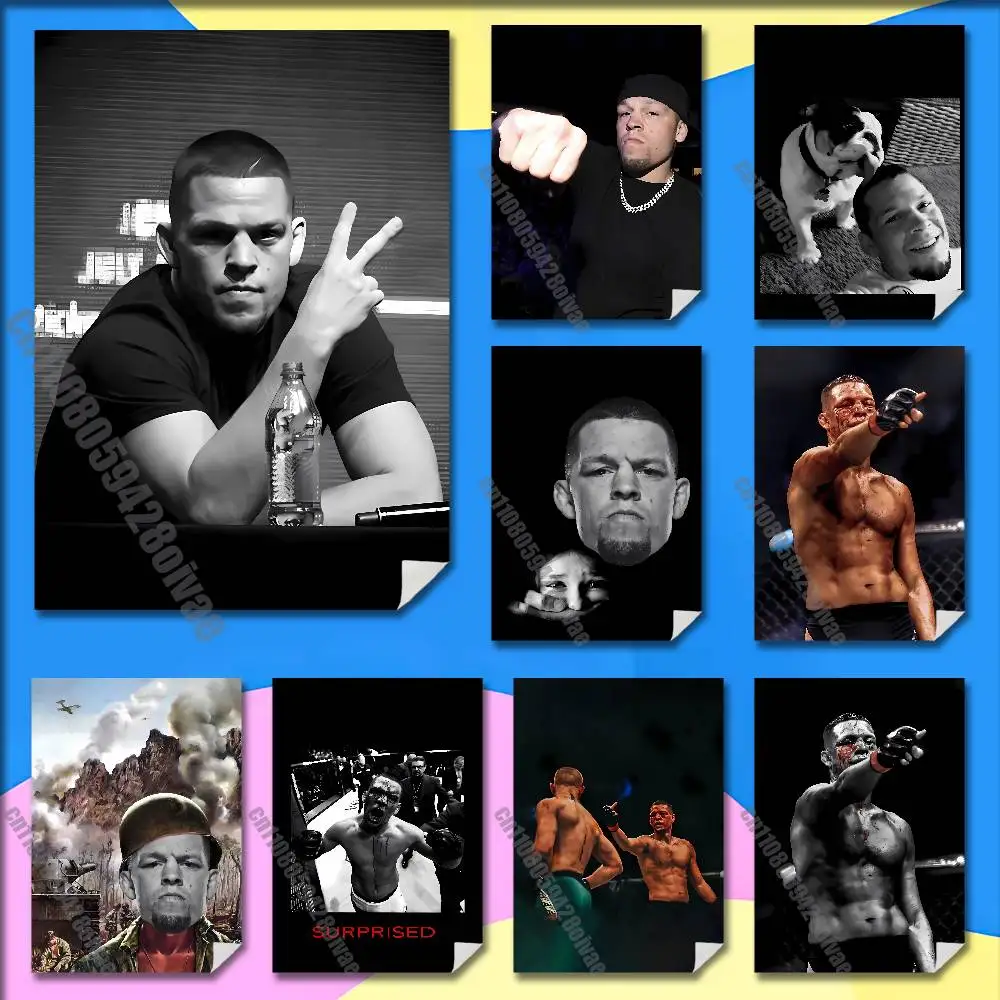 

American N-Nate D-Diaz Poster Sticker For Home Decoration 10x15cm Self-adhesive Souvenirs Playbill Cover